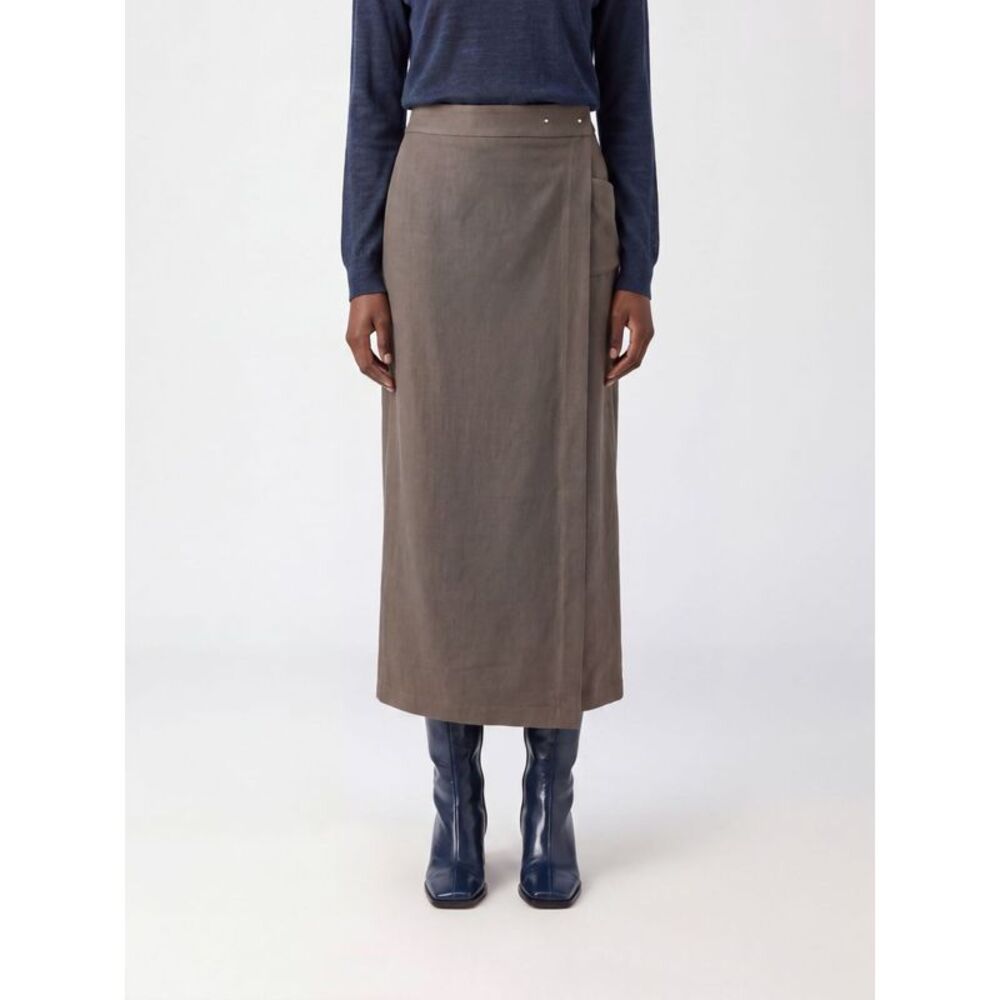Giorgio Armani Women Giorgio Armani High-Waisted Silk And Wool Midi Wrap Skirt